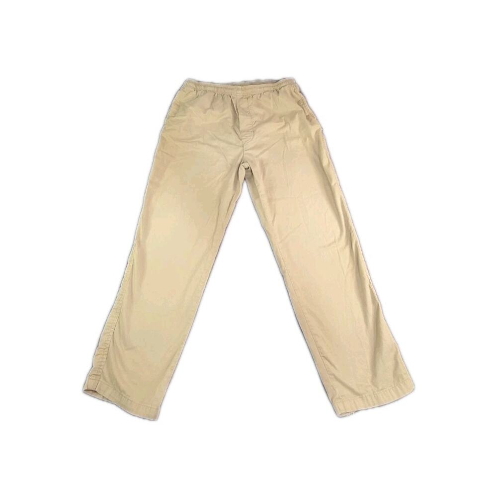 Stussy Pants Mens Size XL Khaki Drawstring Elastic Waist Relaxed Chino C1-213